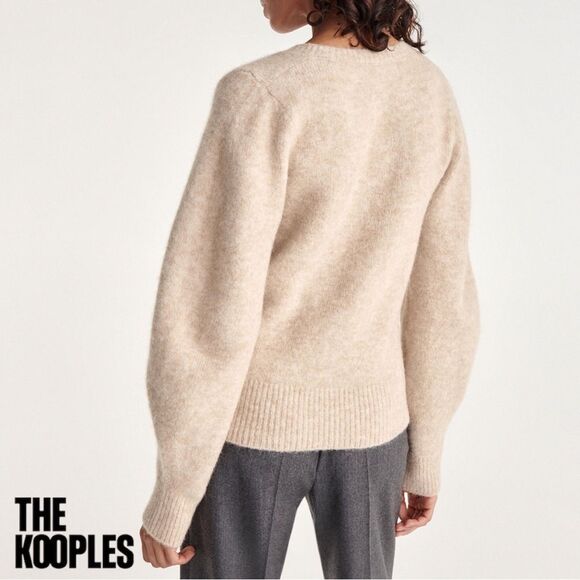 The Kooples **NWT** Knit V-neck Sweater With Baggy Sleeves in Beige - Picture 5 of 10